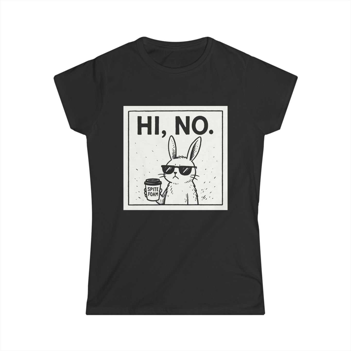 Cute Bunny Graphic Tee – Funny Women's Softstyle T-Shirt, Casual Wear, Gift for Animal Lovers, Birthday, Everyday Humor