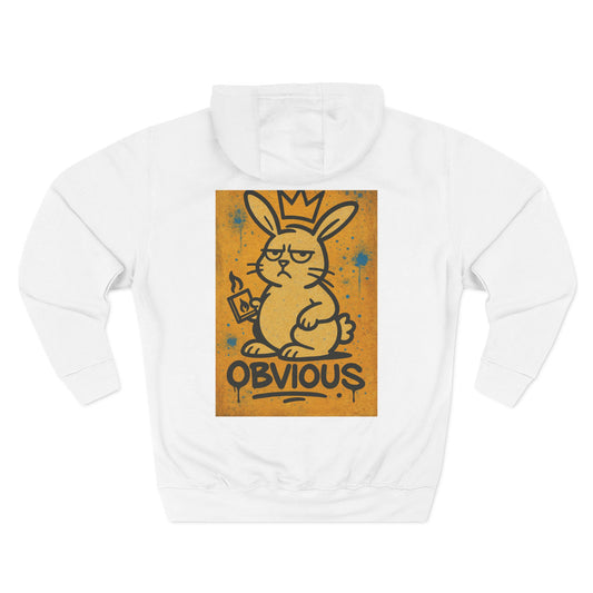 "Obvious" Bunny Unisex Three-Panel Fleece Hoodie- Velinwood Court
