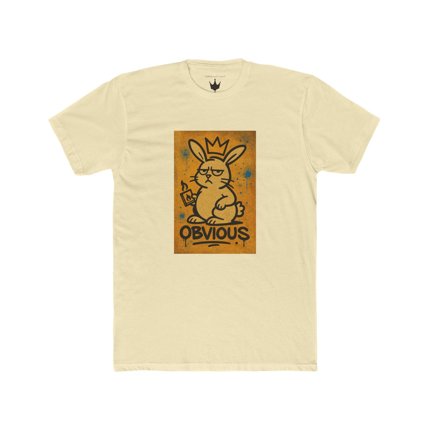 "Obvious"- Velinwood Court Graffiti Bunny Unisex Cotton Crew Tee, Fun Graphic T-Shirt, Casual Wear, Street Style, Gift for Animal Lovers